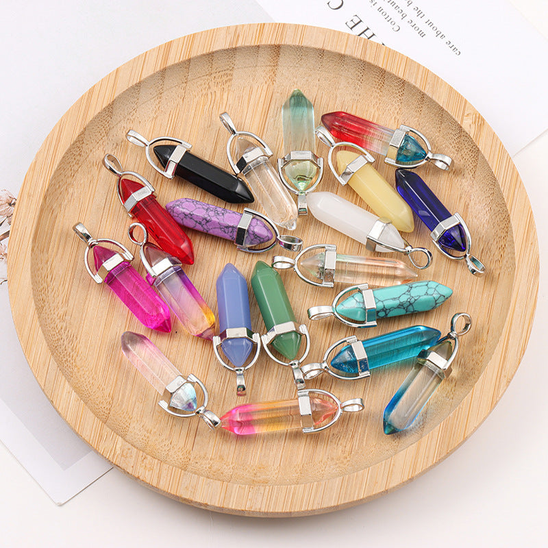 Wholesale Crystal Hexagonal Bullet Hexahedron Necklace Accessories