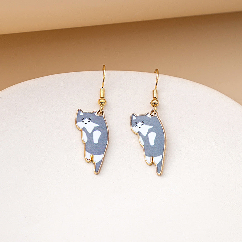 Wholesale Cartoon Cute Kitten Alloy Earrings