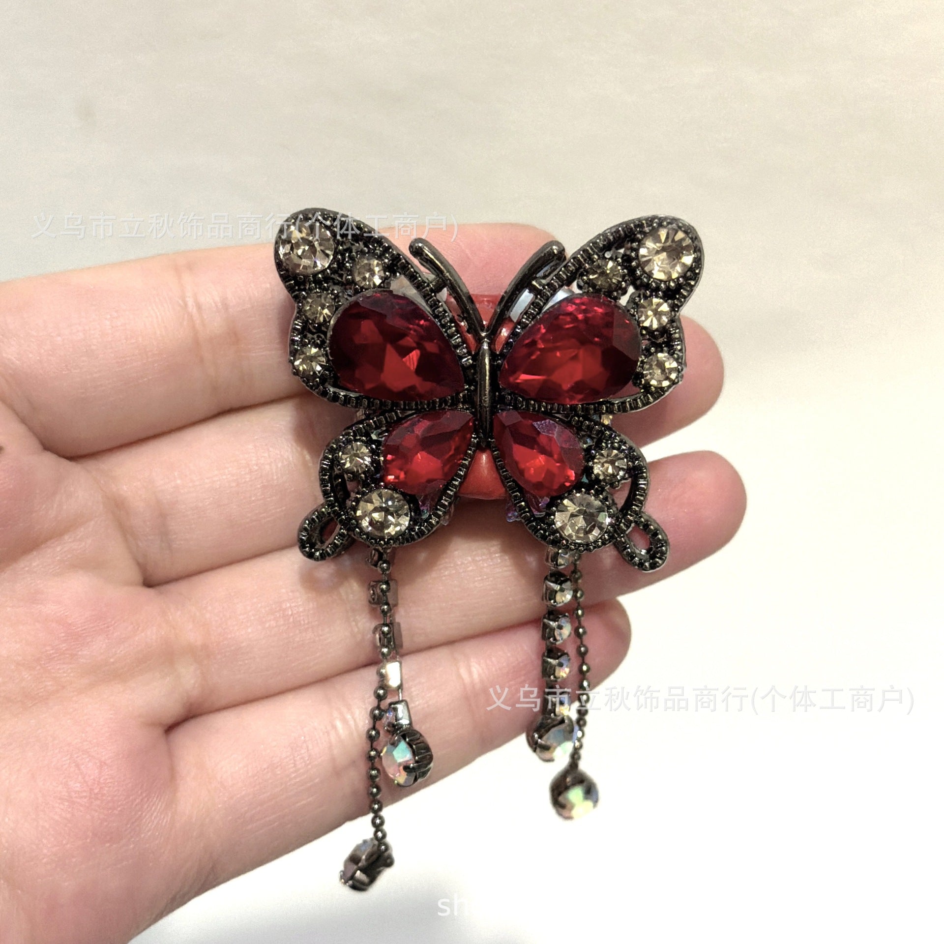 Wholesale 10pcs Soft ceramic three-dimensional butterfly crystal tassel beads