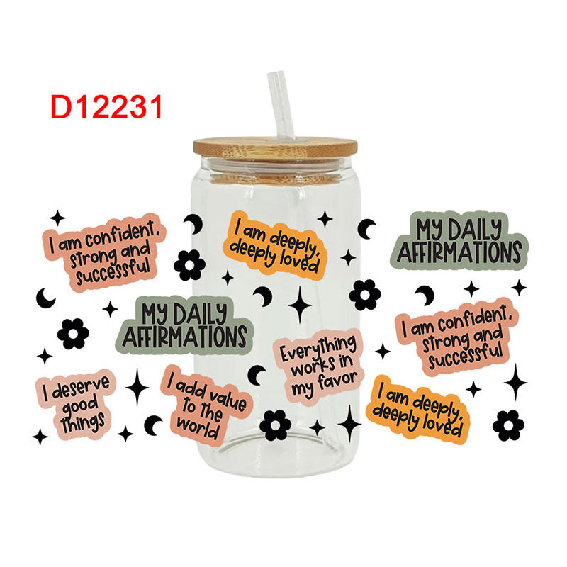 Wholesale English phrase series 16oz Cup UV DTF Wraps