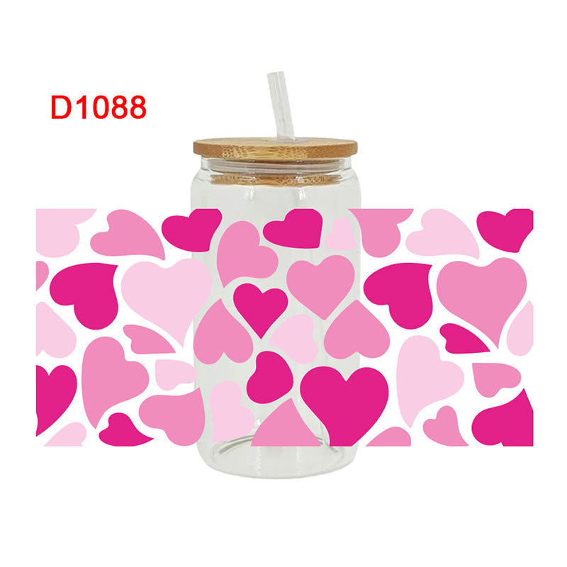 Wholesale Pink Love Valentine's Day 16oz Cup UV DTF Wraps