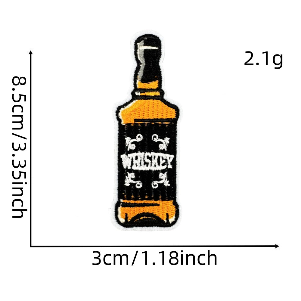 Wholesale Stylish Embroidered Cartoon Beer Patch With Heat Adhesive Backing For Clothing Decoration DIY Craft Resale