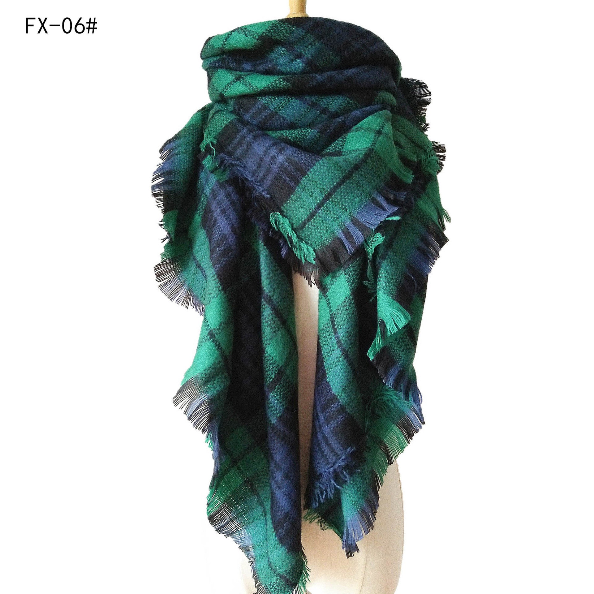 Wholesale Autumn and Winter Imitation Cashmere Double-sided Colorful Plaid Square Scarf Scarf