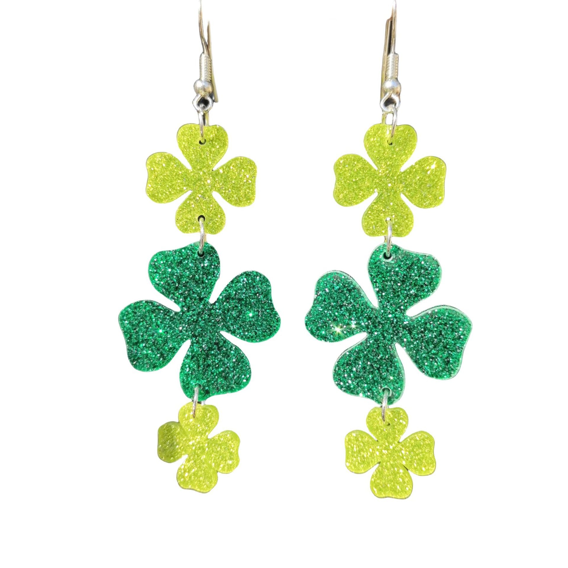 Wholesale St. Patrick's Day  Clover green clover acrylic earrings