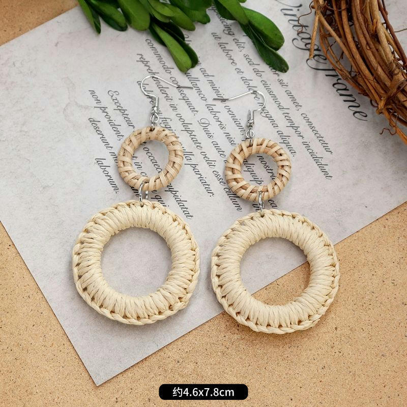 Wholesale Bohemian Leisure Holiday Rattan Earrings