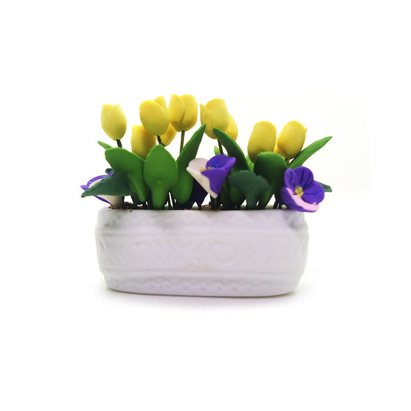 Wholesale 1:12 Dollhouse Mini Clay Flowers Realistic Flower Decorations