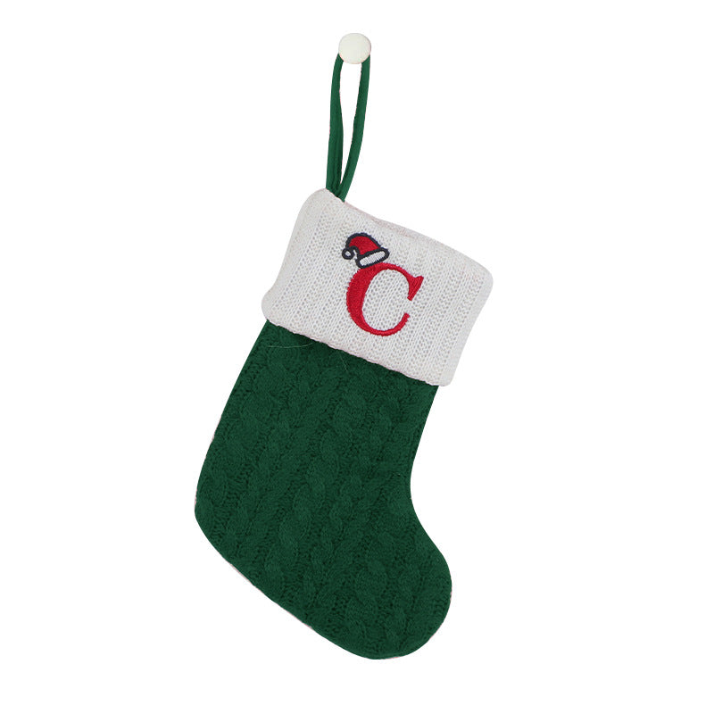 Wholesale Knitted Socks Embroidered Letters Children's Candy Gift Bag Ornaments