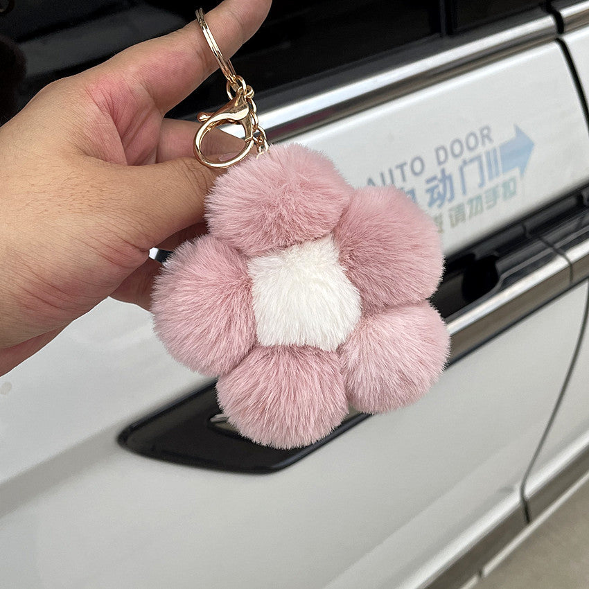 Wholesale Hairball Flowers Cute Plush Keychain
