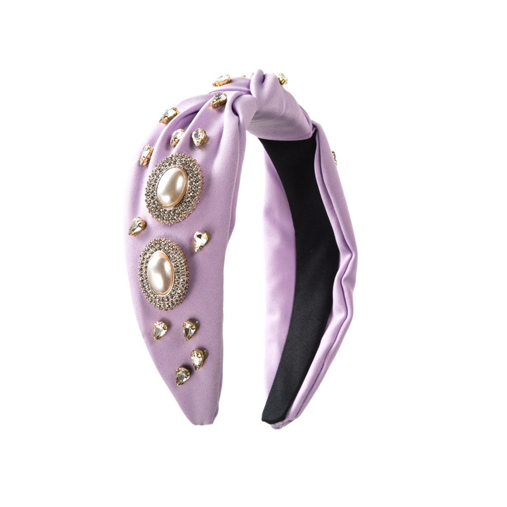 Wholesale Pearl Rhinestone Knotted Pressed Hair Hoop