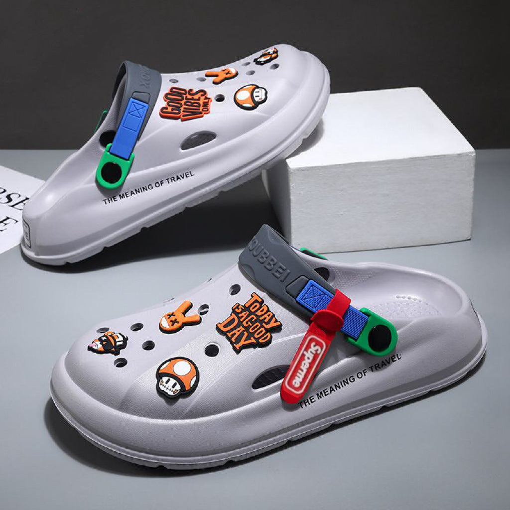 Wholesale Men's summer thick-soled casual sports non-slip soft-soled sandals outdoor dual-use drooping beach slippers