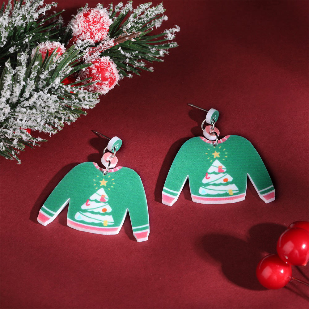 Wholesale Christmas Tree Christmas Hat Socks Elk Earrings