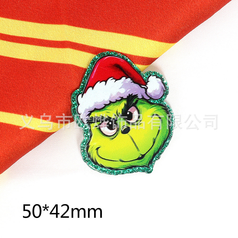 Wholesale 10pcs/pack Powder Cartoon Christmas Snowman Jewelry Acrylic Pin OLY Exclusive