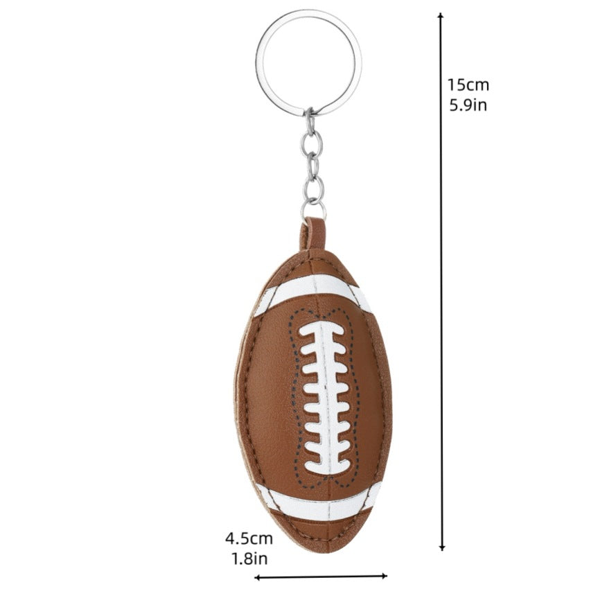 Wholesale Sport style PU padded cotton ball keychain pendant