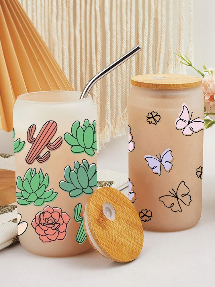 Wholesale Flower Butterfly Cactus 16oz Cup UV DTF Wraps