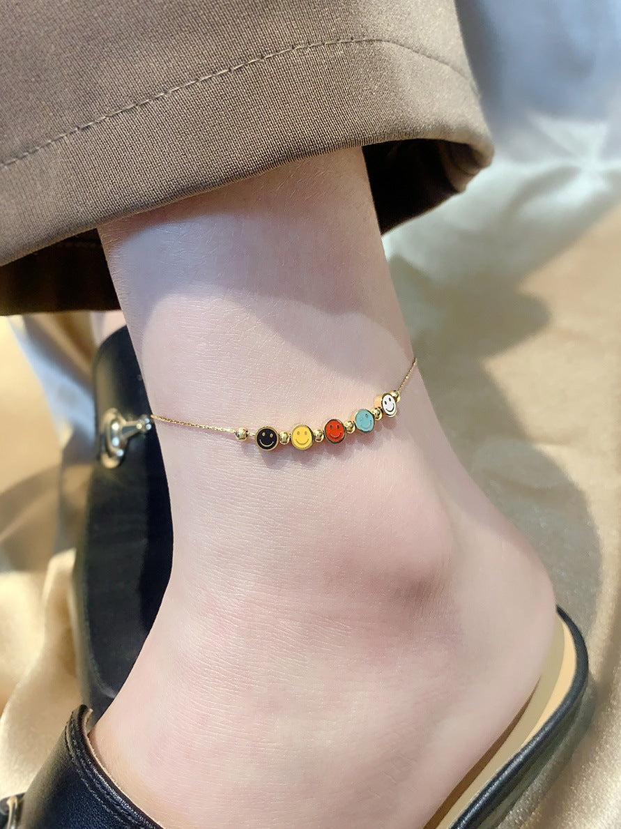 Wholesale Colorful Smiley Oil Dripping Titanium Steel Necklace