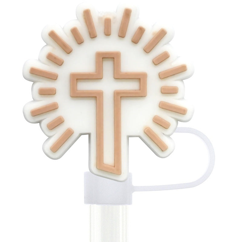 Wholesale Random 100pcs  Bible series water cup straw cap 10mm  cartoon Straw Cover
