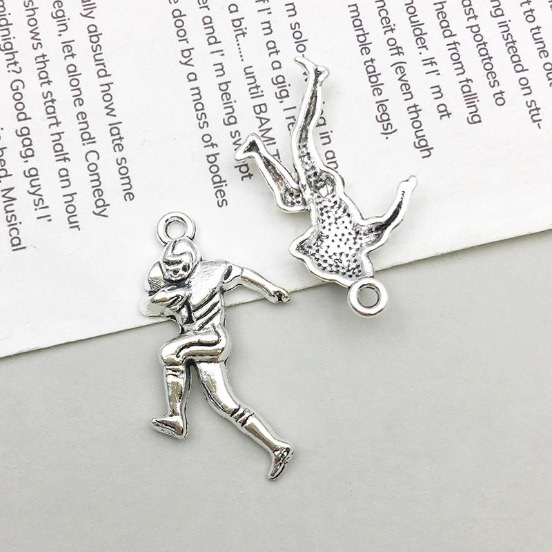 Wholesale 1 Antique Silver Alloy Simulation Rugby Baseball Series DIY Pendant
