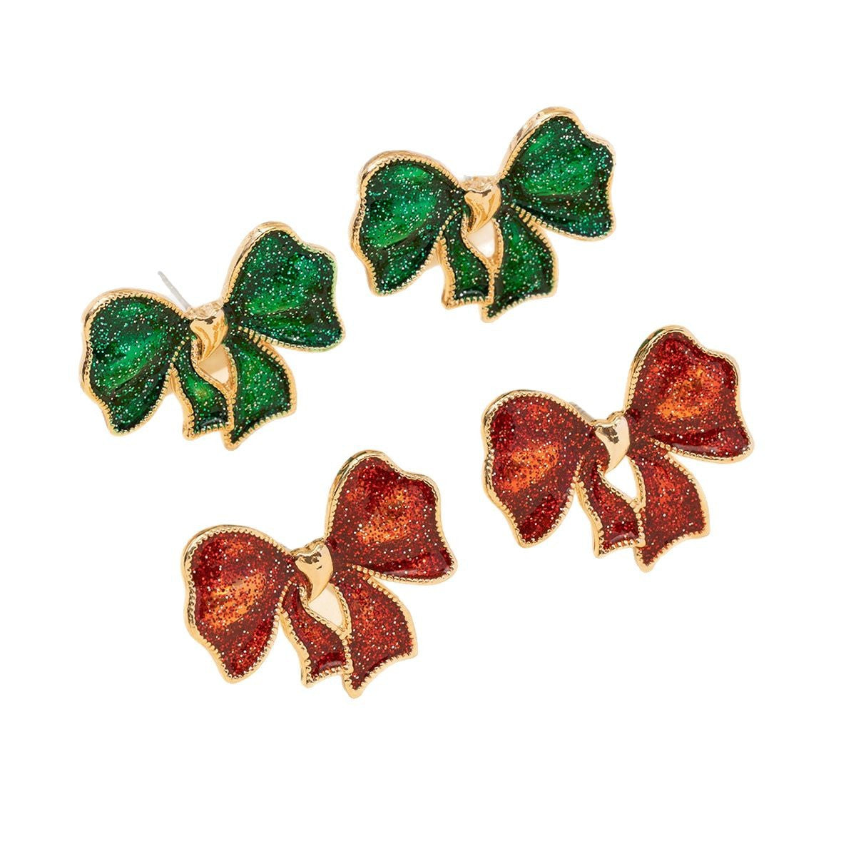 Wholesale Valentine's Day Bow Red and Green Earrings