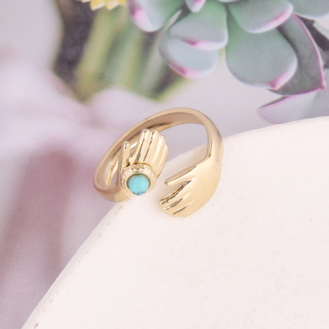 Wholesale Natural Stone Stainless Steel Rings