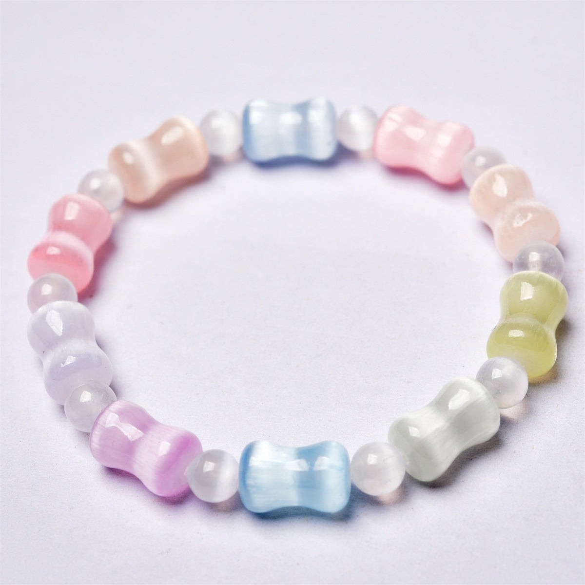 Wholesale Color Transmitte Gypsum Rainbow Bamboo Bracelet