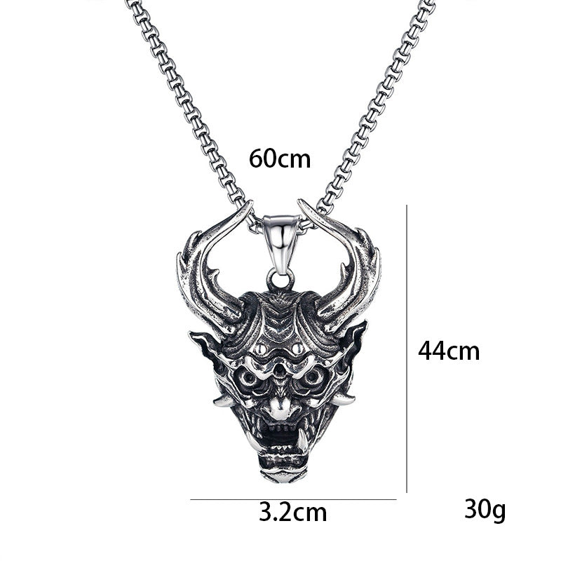 Wholesale Hip Hop Bull Head Long Pendant Necklace Stainless Steel Retro Devil Fashion Jewelry Gift