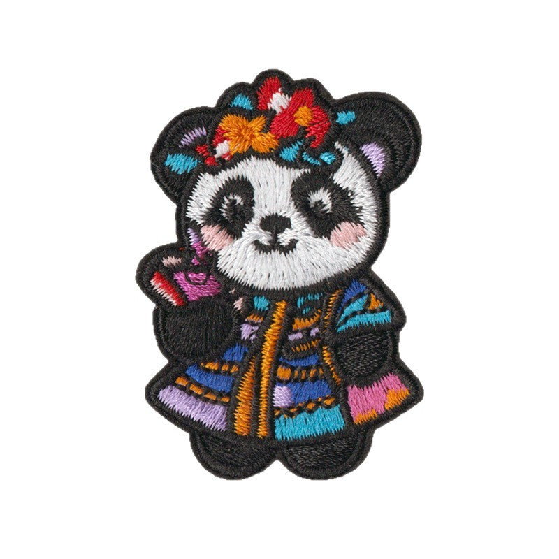 Wholesale 9 Piece Cute Panda Embroidery Patches Iron On For Kids Clothing Towel DIY Decorative Fashion Accessory