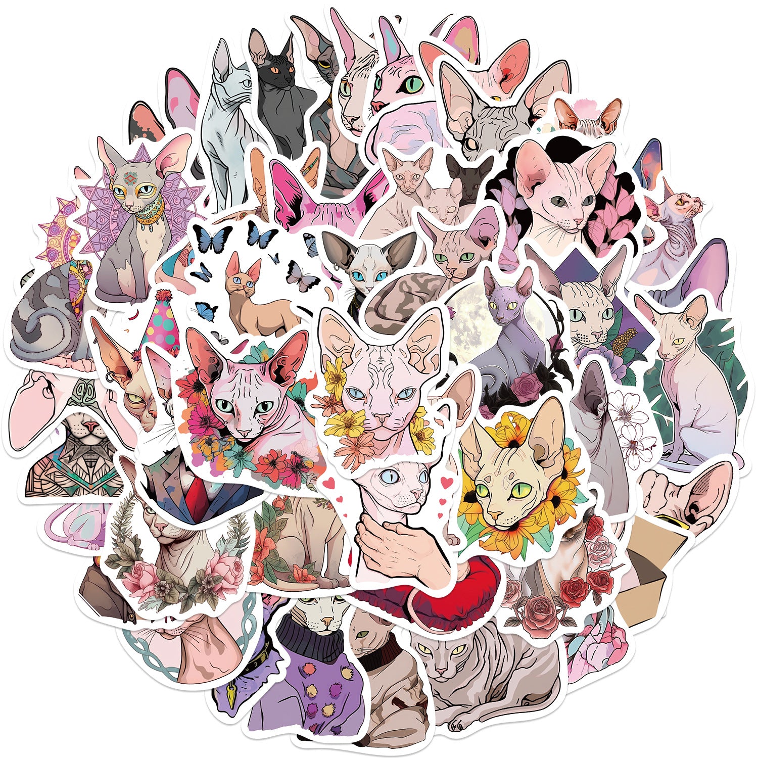 Wholesale 3SET/PACK Sphinx Cat Graffiti Waterproof PVC Stickers