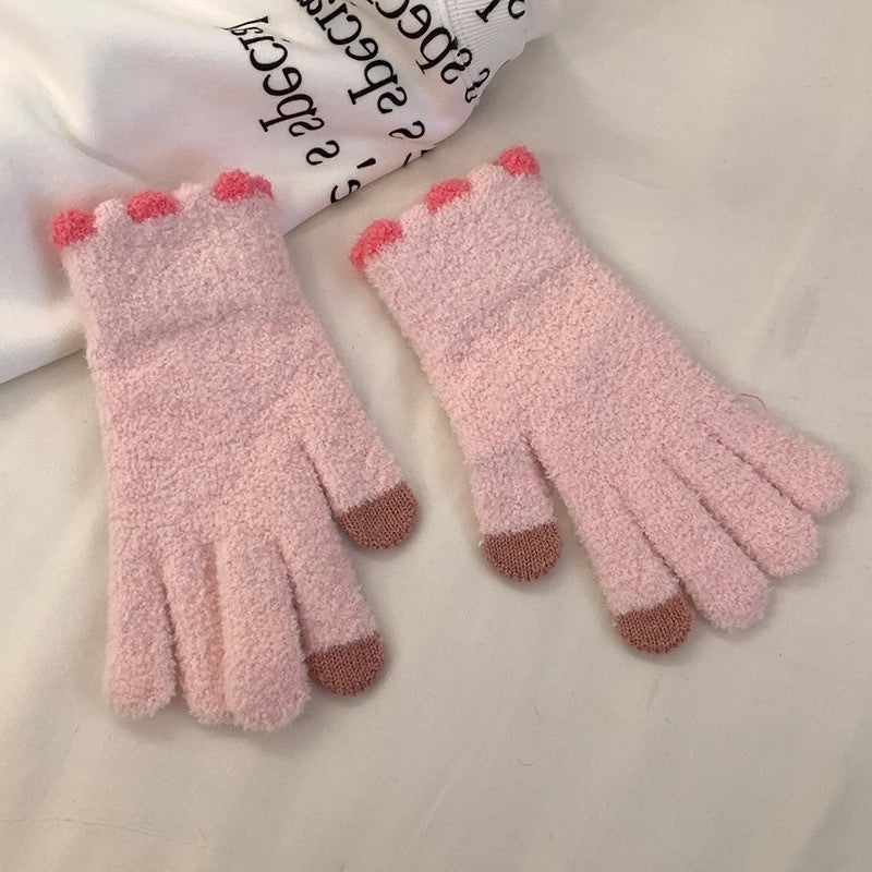Wholesale Colorful Plush Fingerless Touch Screen Warm Winter Gloves