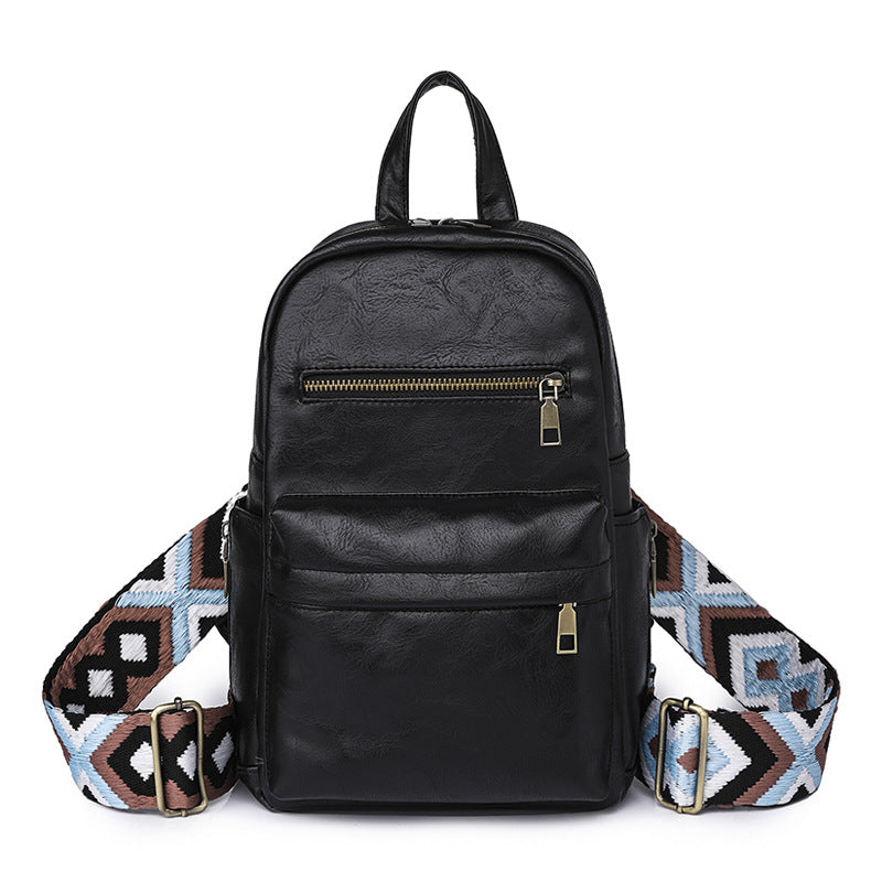 Wholesale PU Retro Solid Color Ladies Backpack
