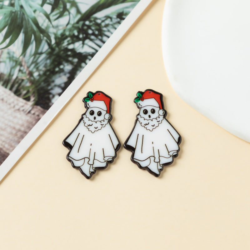 Wholesale 10pcs Double Sided Acrylic Christmas Ghost Pendant Accessories