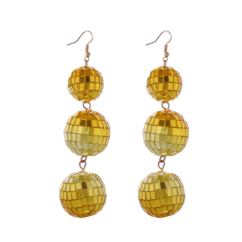 Wholesale Retro Disco Long Ball Earrings