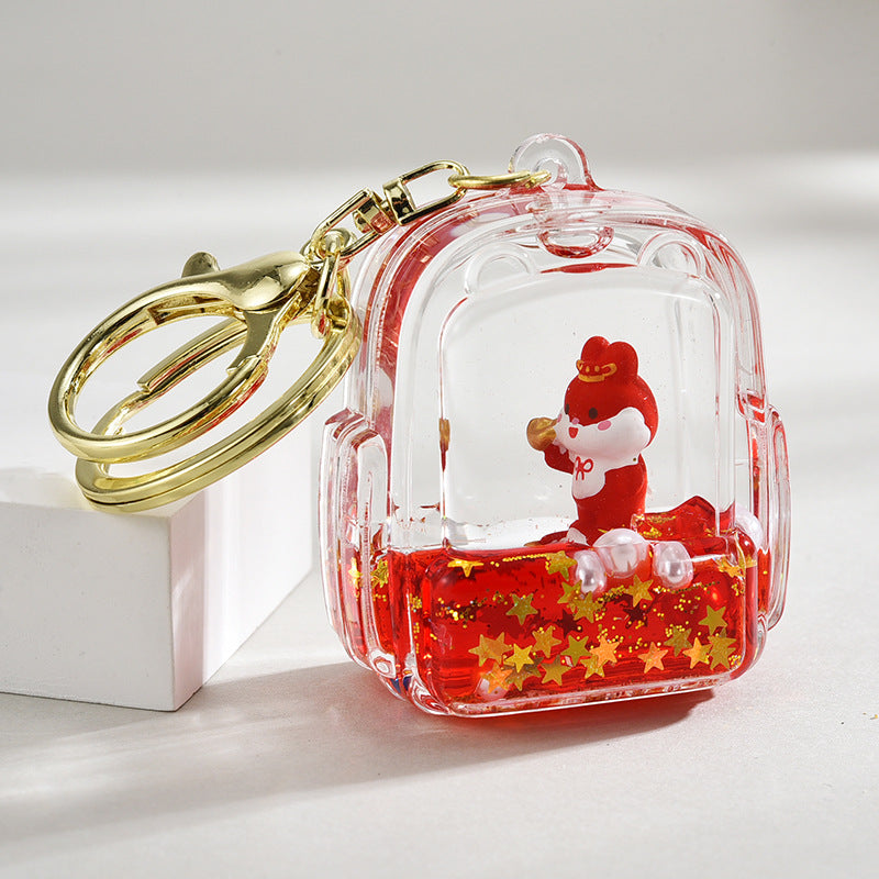 Mini bolso escolar al por mayor lindo conejito en apogedles de aceite y llaves acrílicos