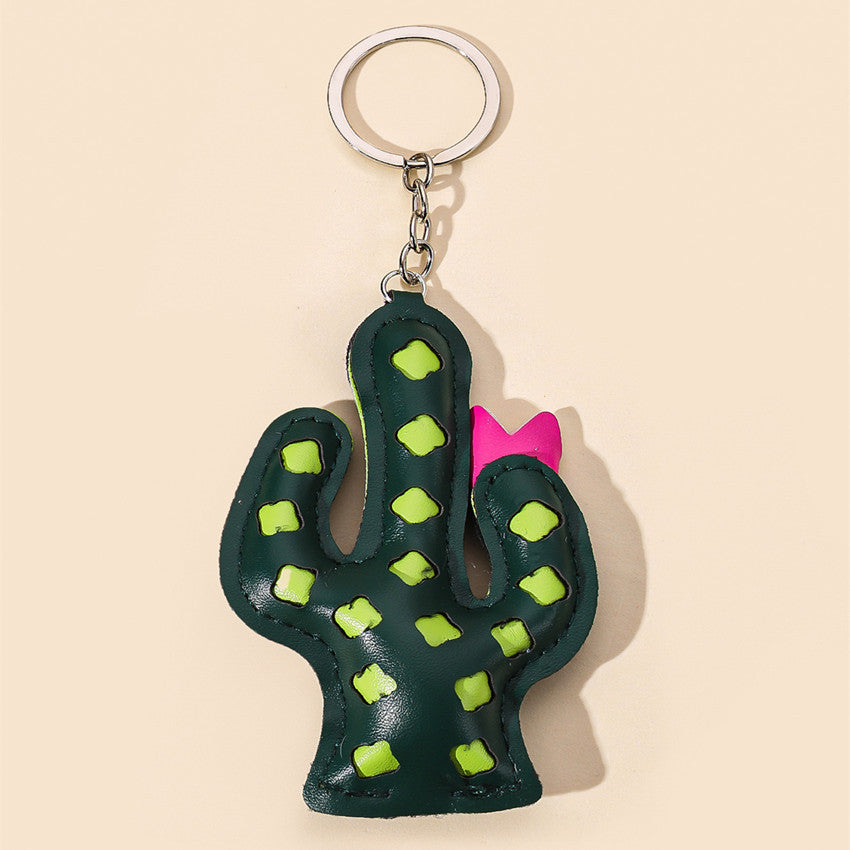 Wholesale Leather Cactus Keychain