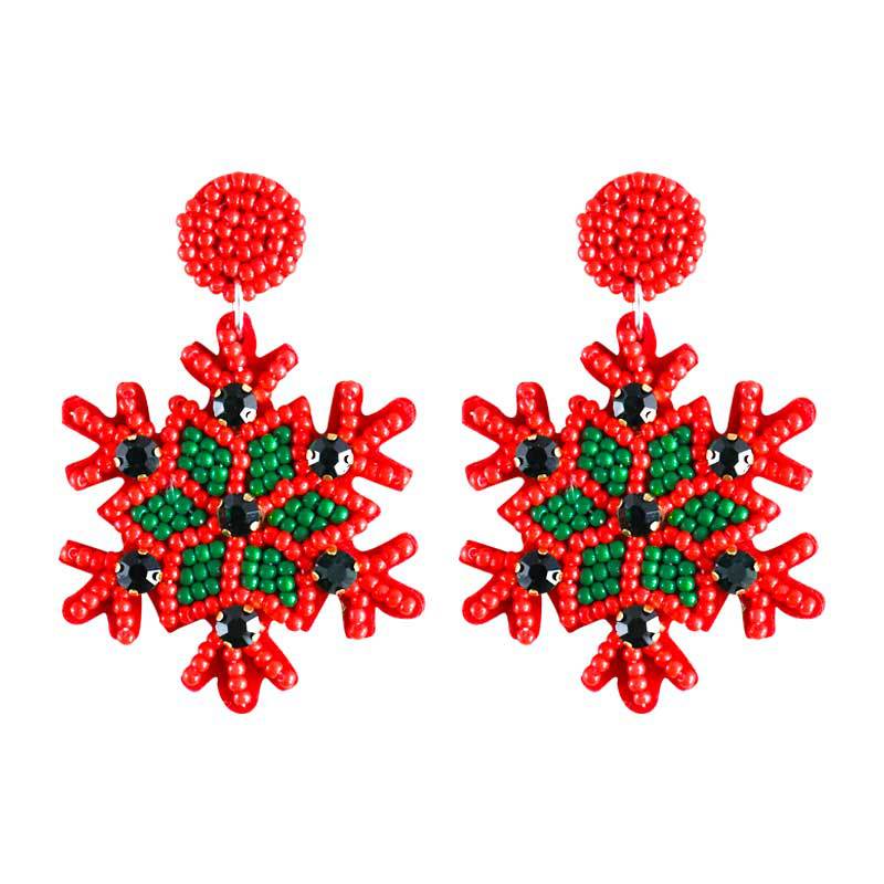 Wholesale Christmas Tree Snowflake Handmade Resin Rice Ball Earrings