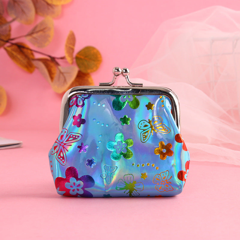 Wholesale leather small flower sequin buckle coin purse