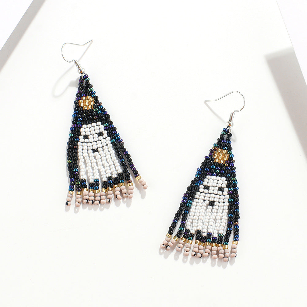 Wholesale Halloween Series Rice Bead Ghost Earrings