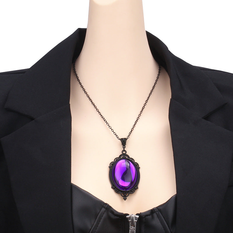 Wholesale Gothic Acrylic Embossed Crystal Pendant Necklaces