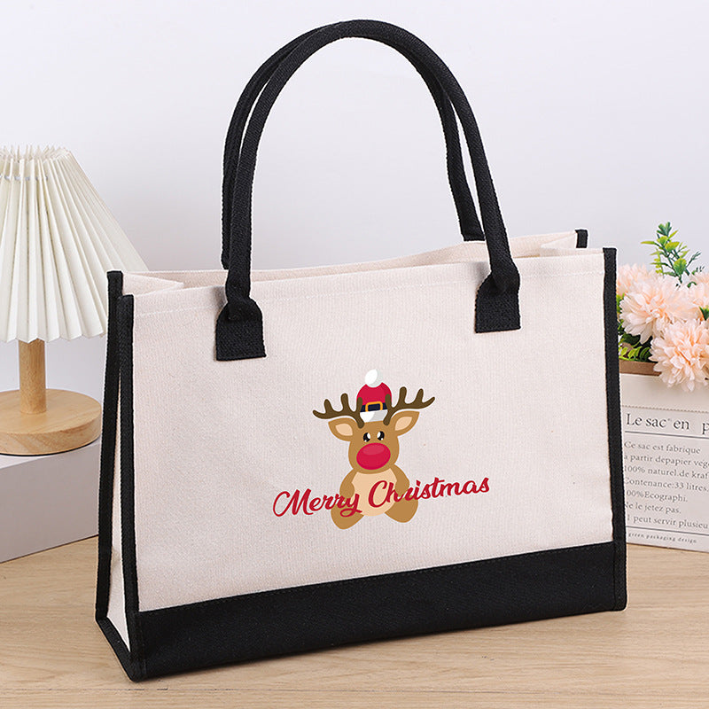Wholesale Christmas Large Capacity Printed Canvas Shoulder Bag
