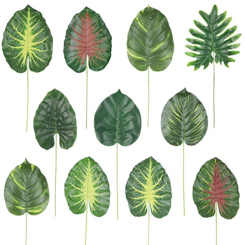 Wholesale 10pcs Cross-border Artificial Simulated Green Plants, Interior Decoration, Taro Leaves, Green Plant Wall Accessories, Fake Leaves, Wedding Arrangements, Spring Rain Leaves