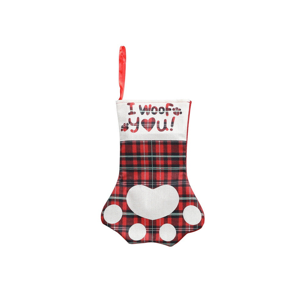 Wholesale M10PCS/PACK Christmas Stockings Creative Print Pet Dog Cat Paw Print Home Decorations