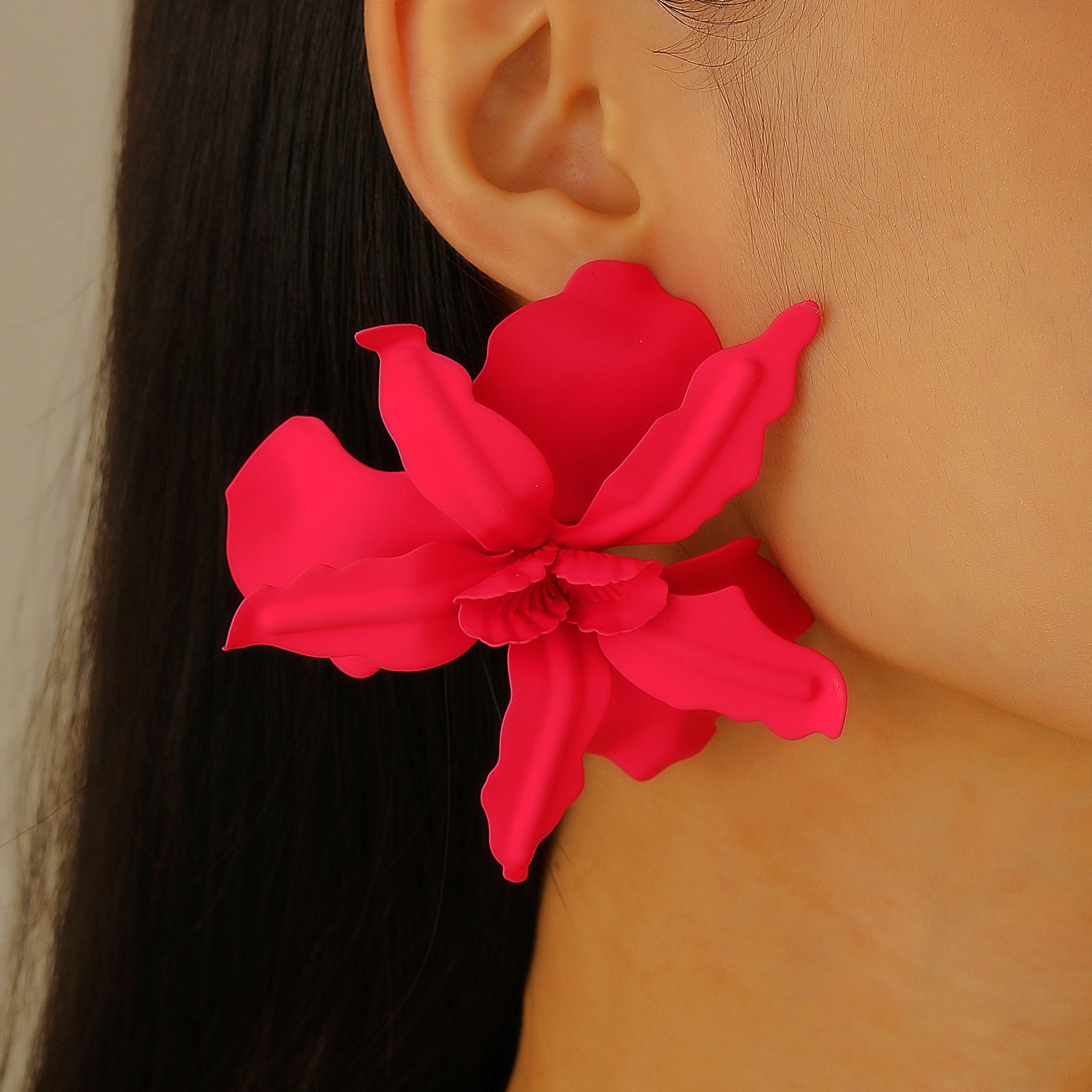 Wholesale Oversized Geometric Pleated Flower Earrings Party Wear Summer Vacation Chic Fashion Accessory Boutique Resale