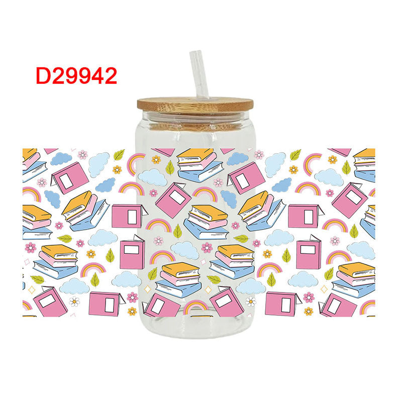 Wholesale Colorful Teacher's Day Stationery School Bus Series 16oz Cup UV DTF Wraps