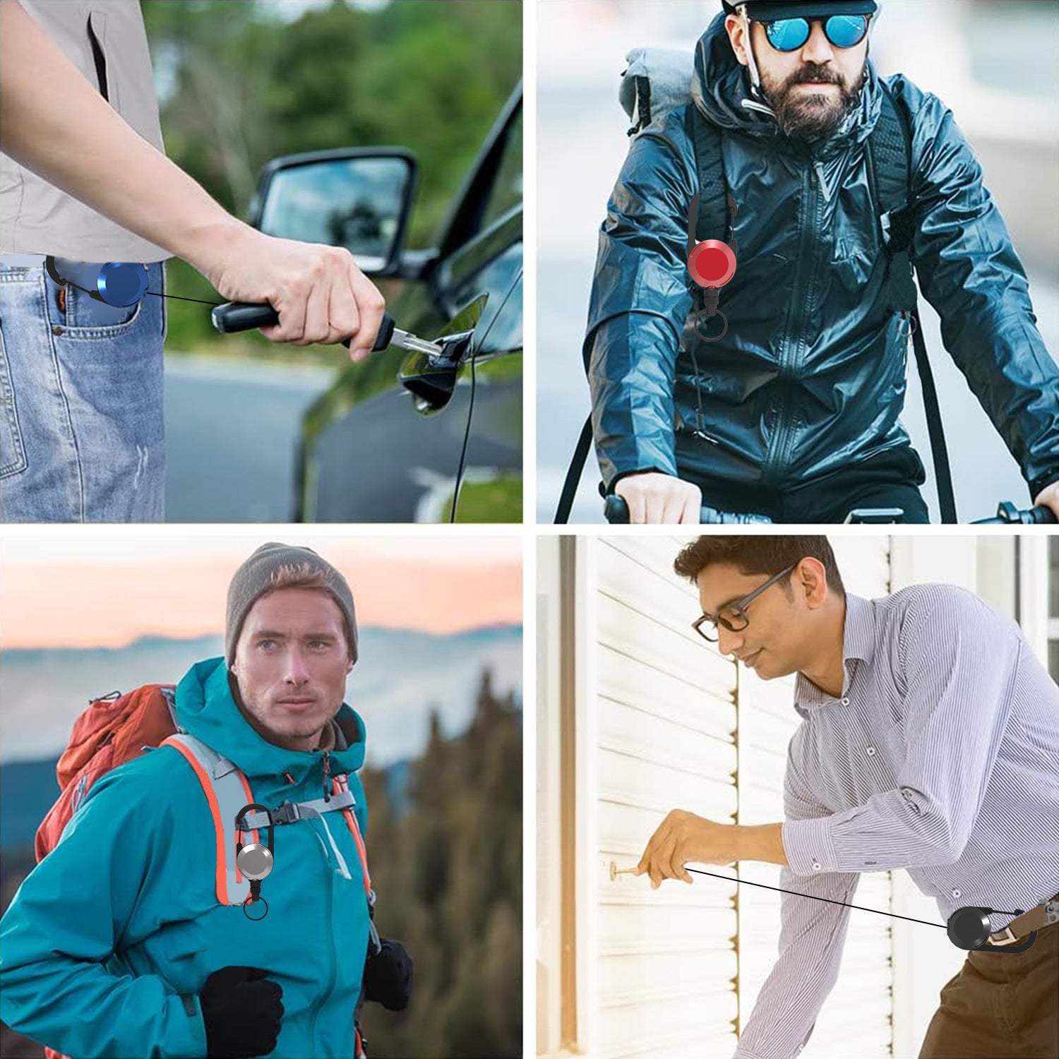 Wholesale ABS Simple Six Color Circular Mountaineering Buckle Sports Retractable Keychain