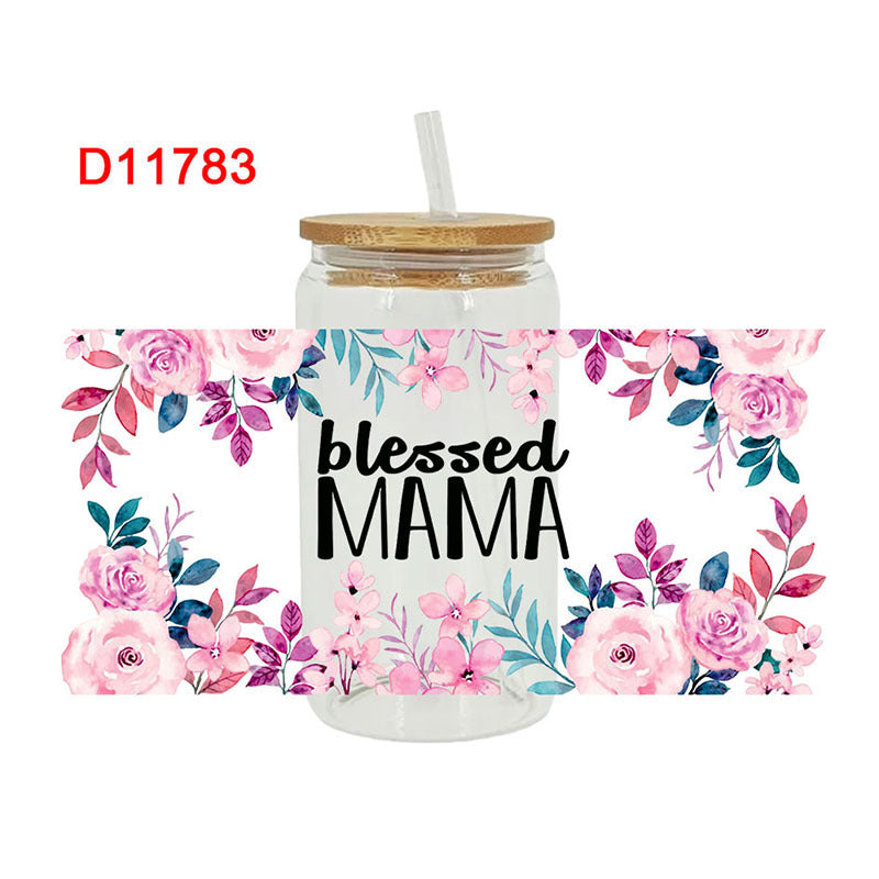 Wholesale Mother's Day with Colorful Flowers 16oz Cup UV DTF Wraps