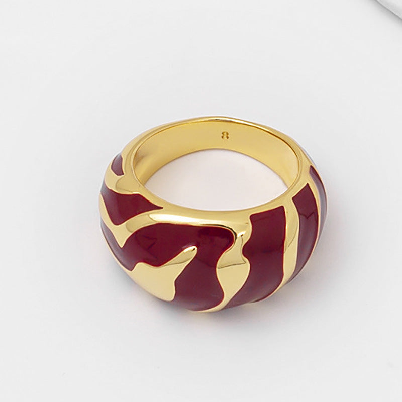 Wholesale Pattern Contrast Enamel Bracelet Irregular Ring