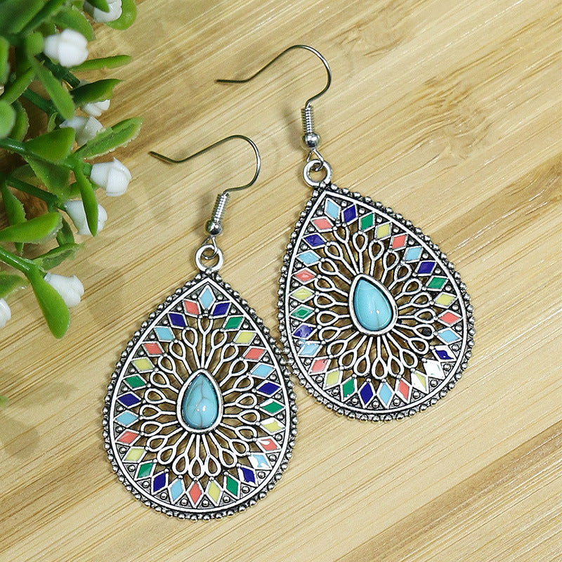 Wholesale Bohemian Fashion Teardrop Shape Vintage Long Earrings