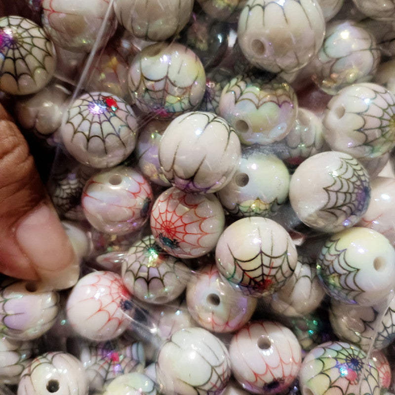 Wholesale 200pcs 16mm UV Plated Colorful Halloween DIY Bead Accessories Straight Hole Round Beads