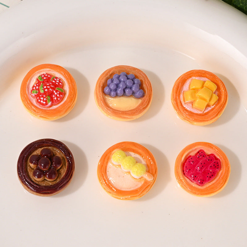 Wholesale  10pcs/pack Food and Play Cartoon Fruit Egg Tart Beads Acrylic Beads