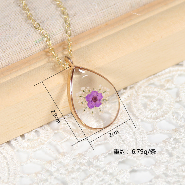 Wholesale 10pcs Geometric Dried Flower Gypsophila Natural Plant Specimen Necklace