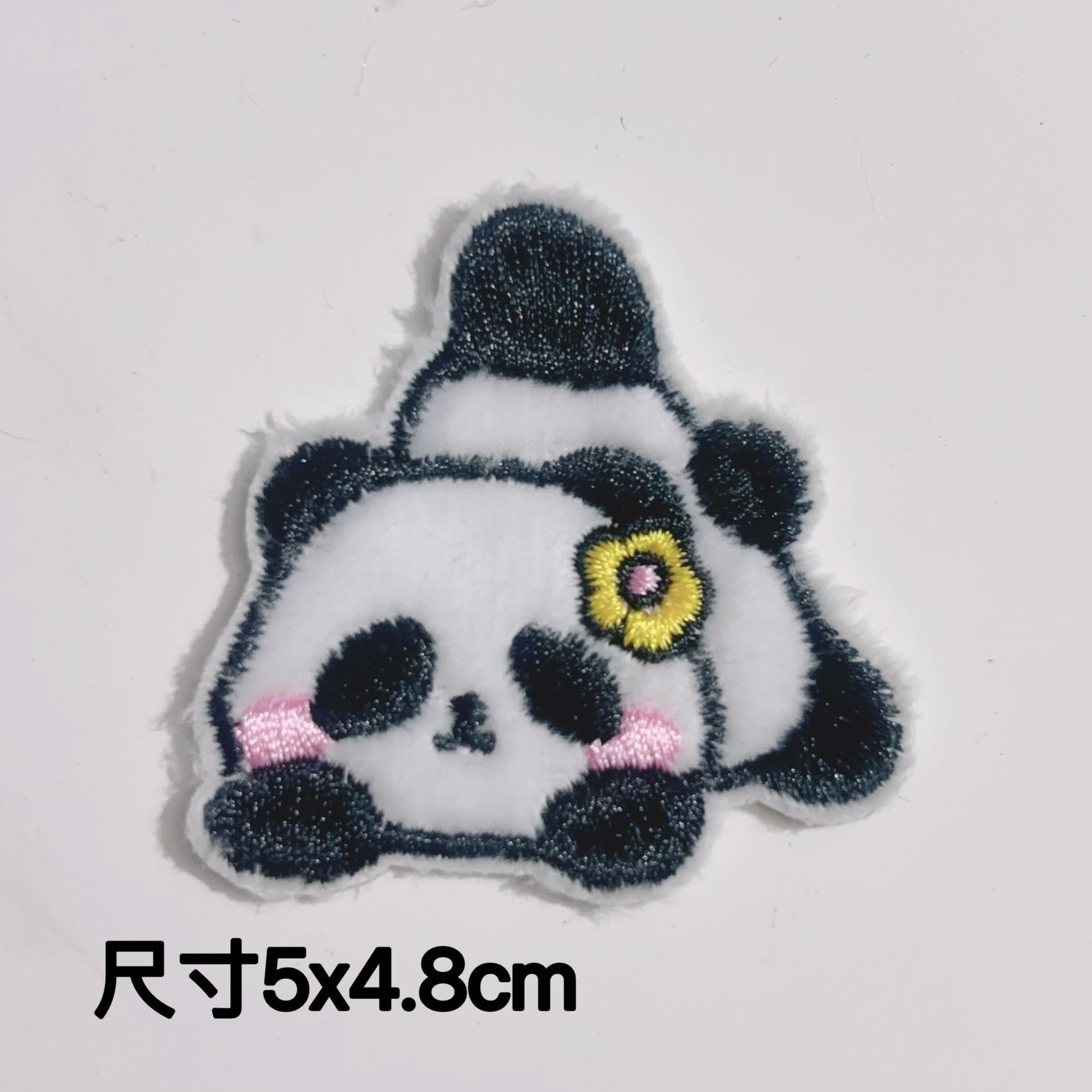 Wholesale 10pcs Self-Paste Plush Cartoon Panda Embroidered Cloth Sticker DIY Accessories